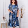 Plus size φόρεμα με γεωμετρικά σχήματα-μπλε-κωδ 26824-3