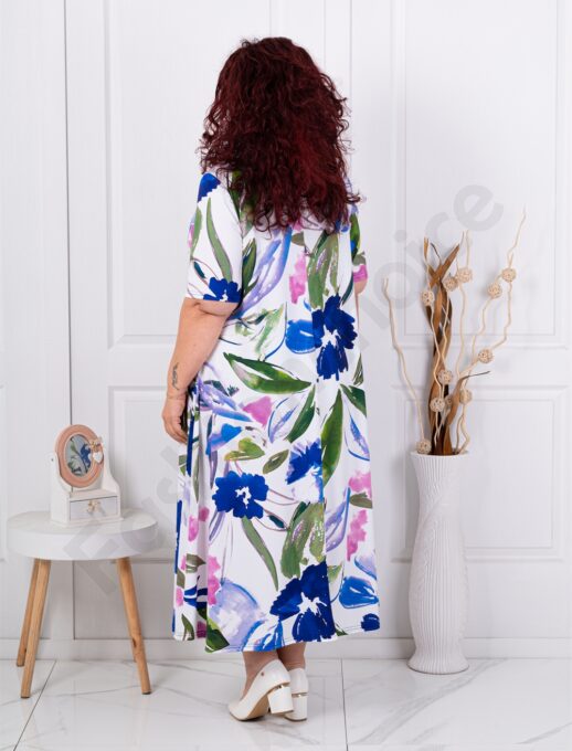 Plus size φόρεμα φλόραλ-λευκό-κωδ 26824-2