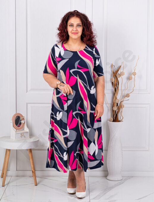 Plus size φόρεμα με φούξια φύλλα-κωδ 26824-4