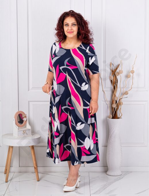 Plus size φόρεμα με φούξια φύλλα-κωδ 26824-4