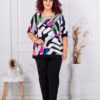 Plus size σετ παντελόνι & μπλούζα πολύχρωμη-κωδ 1487