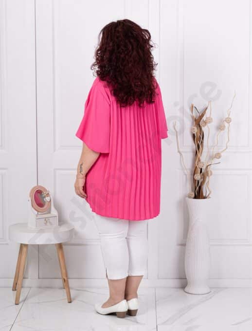 Plus size ασύμμετρη μπλούζα με πλισε πλάτη-φούξια-κωδ 10025-13