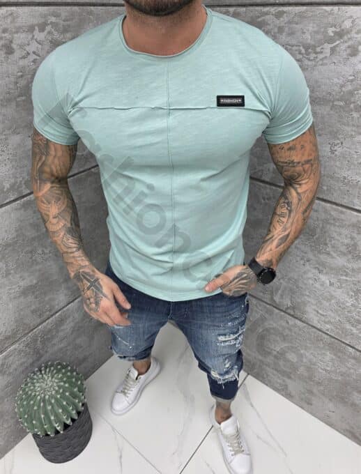Βαμβακερό T-shirt με εξωτερική ραφή-βεραμάν-κωδ 26144-5