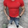 Ανδρική V μπλούζα κοντομάνικη Slim fit-κόκκινο-κωδ 262012-6