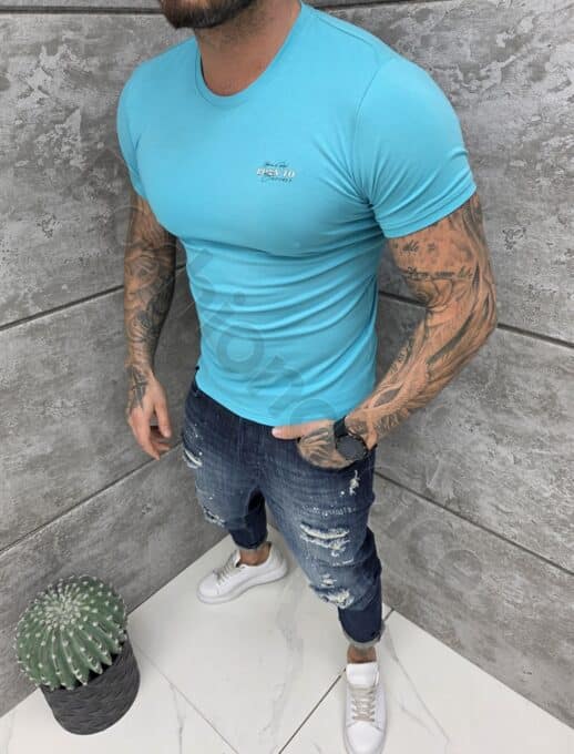 Ανδρική μπλούζα κοντομάνικη Slim fit-βεραμάν-κωδ 261009-9