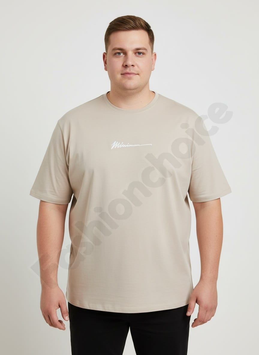 Plus size ανδρική κοντομάνικη μπλούζα-μπεζ-κωδ 659-1