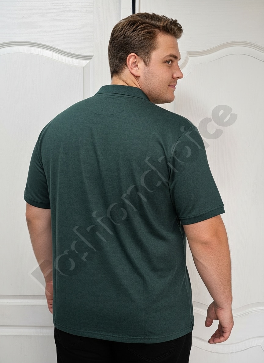 Plus size ανδρική κοντομάνικη Polo μπλούζα-κυπαρισσί-κωδ 662-1
