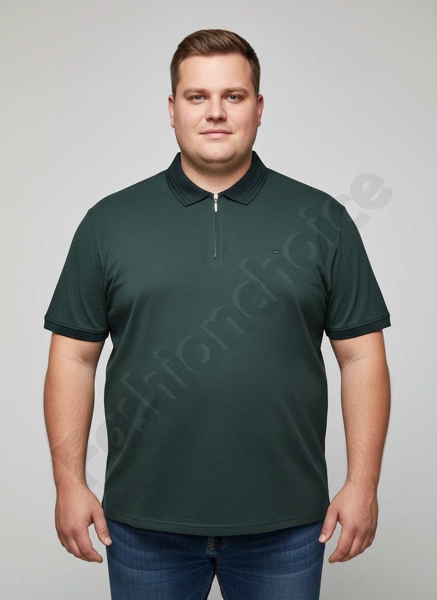 Plus size ανδρική κοντομάνικη Polo μπλούζα-κυπαρισσί-κωδ 662-1