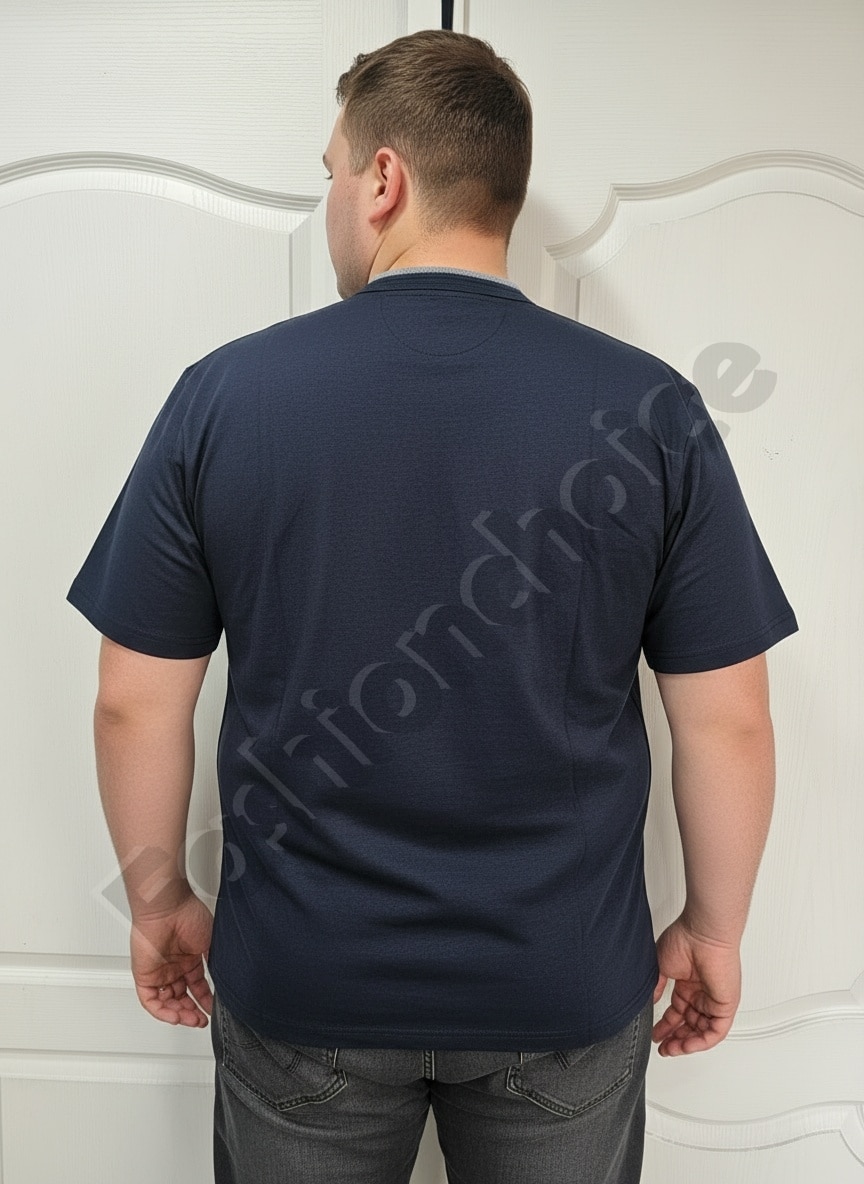 Plus size ανδρική κοντομάνικη Polo μπλούζα-σκούρο μπλε-κωδ 662-3
