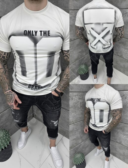 T-shirt με τύπωμα Only the brave-λευκό-κωδ 2576-1