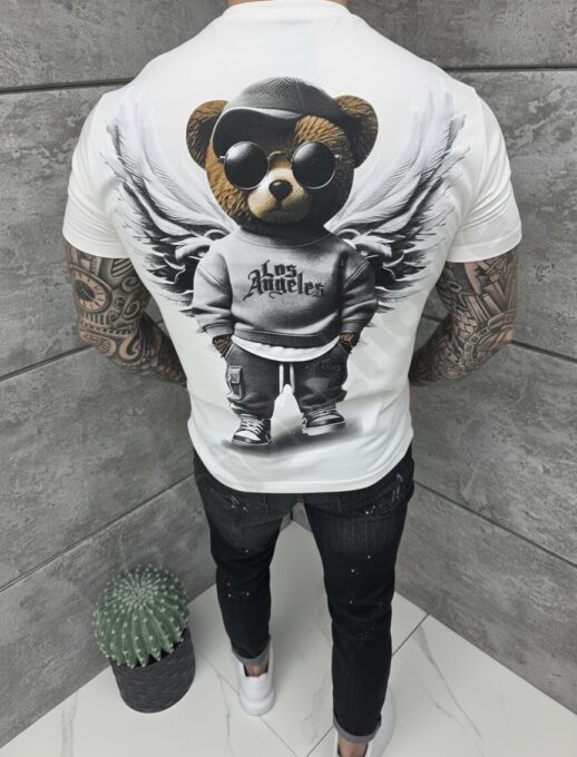 T-shirt Los Angeles με τύπωμα στην πλάτη-λευκό-κωδ 26161-1