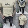 T-shirt Los Angeles με τύπωμα στην πλάτη-μπεζ-κωδ 26161-4