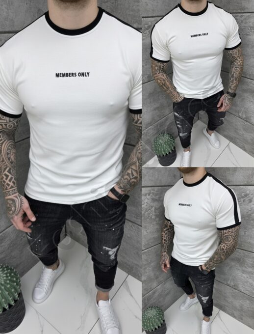 T-shirt με κεντημένο λογότυπο-λευκό-κωδ 26169-2