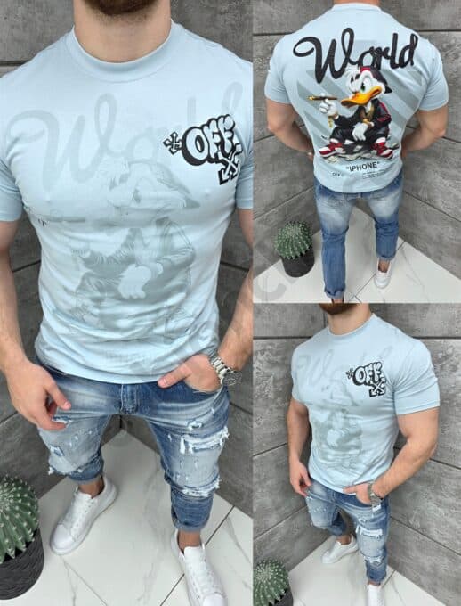 T-shirt με τύπωμα Donald Duck-μπλε-κωδ 309-2