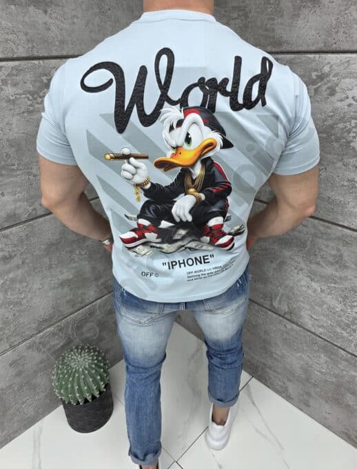 T-shirt με τύπωμα Donald Duck-μπλε-κωδ 309-2