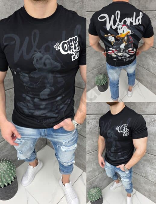 T-shirt με τύπωμα Donald Duck-μαύρο-κωδ 309