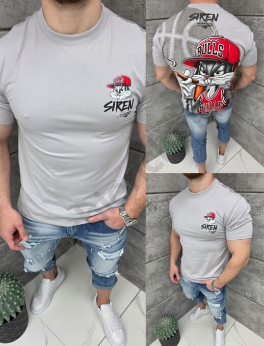 T-shirt με τύπωμα Bugs Bunny-γκρι-κωδ 2202-2