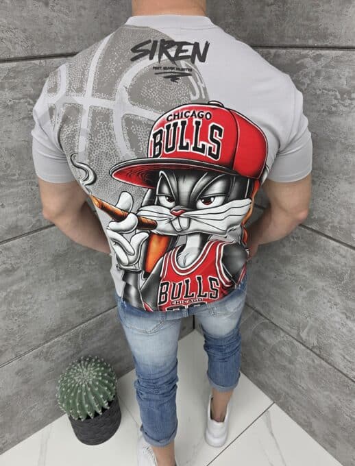 T-shirt με τύπωμα Bugs Bunny-γκρι-κωδ 2202-2