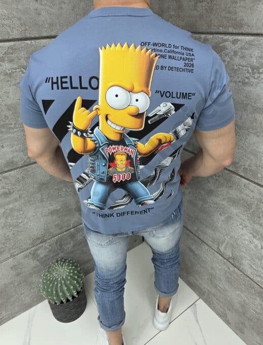 T-shirt με τύπωμα Bart Powerman-μπλε-κωδ 327-1