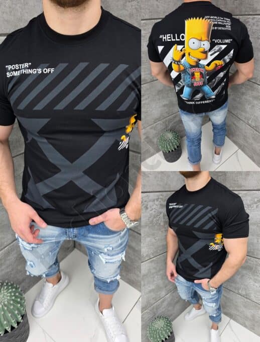 T-shirt με τύπωμα Bart Powerman-μαύρο-κωδ 327