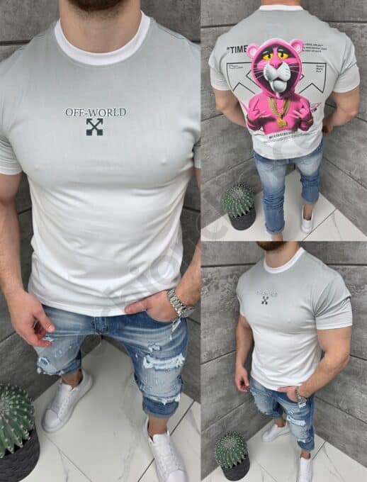 T-shirt με τύπωμα PINKO OFF-γκρι-κωδ 429-2