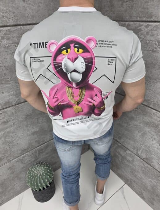 T-shirt με τύπωμα PINKO OFF-γκρι-κωδ 429-2