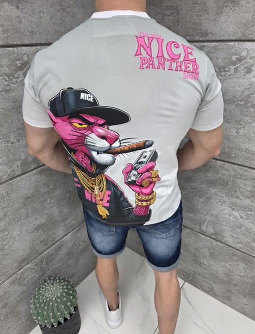 Ανδρική μπλούζα Gangster Pink Panther-γκρι-κωδ 428-2