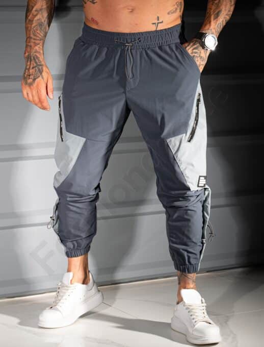 Ανδρικό jogger παντελόνι με cargo τσέπες-γκρι-κωδ 3115-1