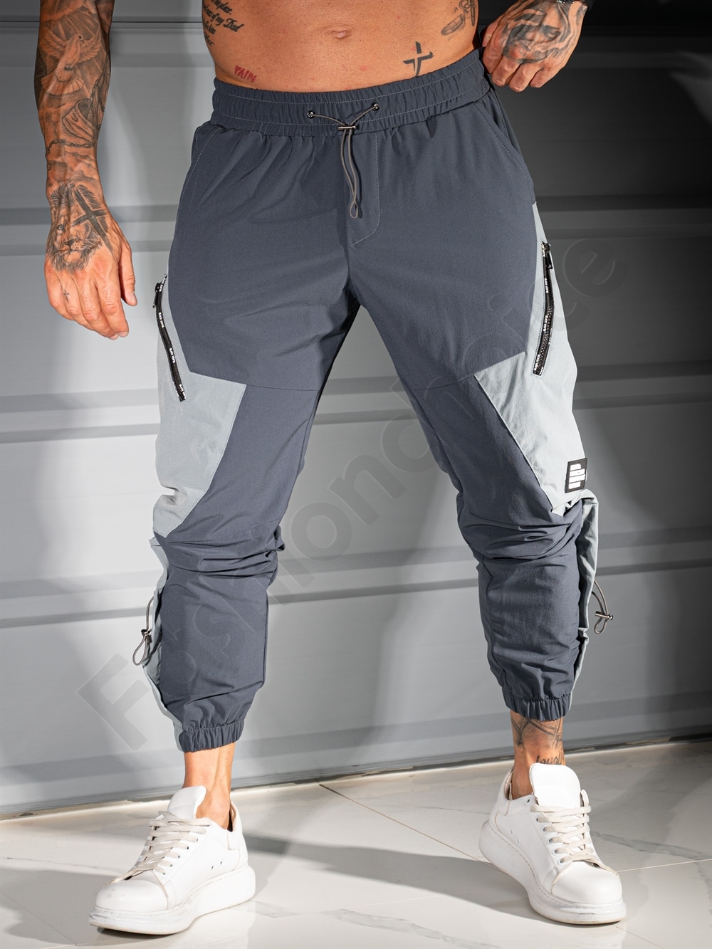 Ανδρικό jogger παντελόνι με cargo τσέπες-γκρι-κωδ 3115-1