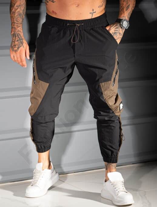 Ανδρικό jogger παντελόνι με cargo τσέπες-μαύρο-κωδ 3115