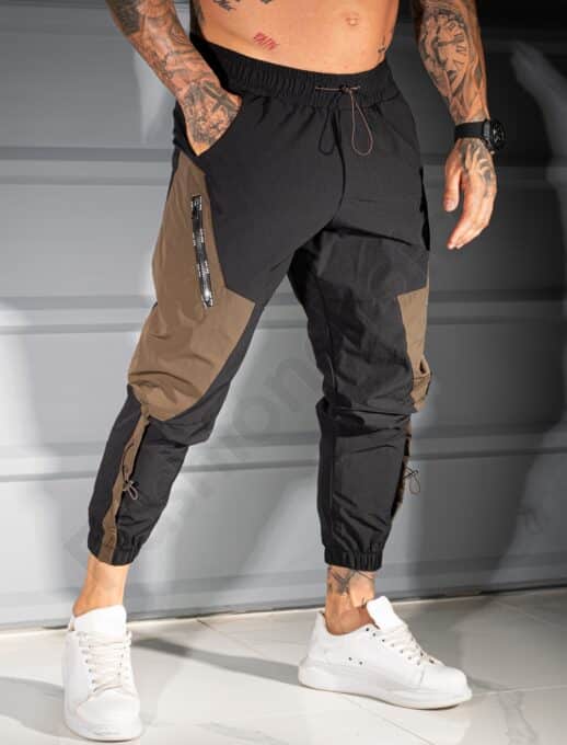 Ανδρικό jogger παντελόνι με cargo τσέπες-μαύρο-κωδ 3115