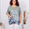 Plus size μπλούζα φλοράλ-χακί-κωδ 9553-4