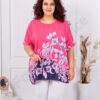 Plus size μπλούζα φλοράλ-φούξια-κωδ 9553-1