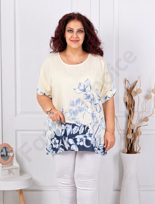 Plus size μπλούζα φλοράλ-κίτρινο-κωδ 9553-3