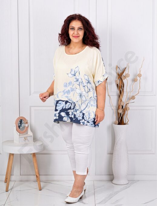 Plus size μπλούζα φλοράλ-κίτρινο-κωδ 9553-3