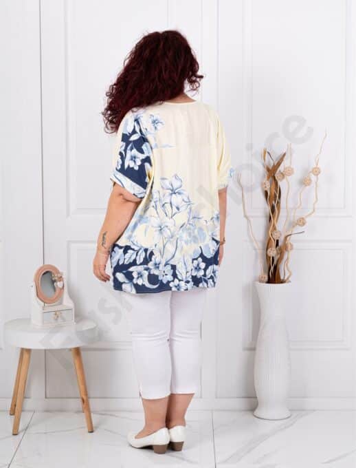 Plus size μπλούζα φλοράλ-κίτρινο-κωδ 9553-3