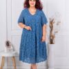 Plus size φόρεμα από δαντέλα-μπλε ραφ-κωδ 4870-2