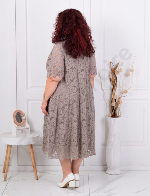 Plus size φόρεμα από δαντέλα-μόκα-κωδ 4870-1