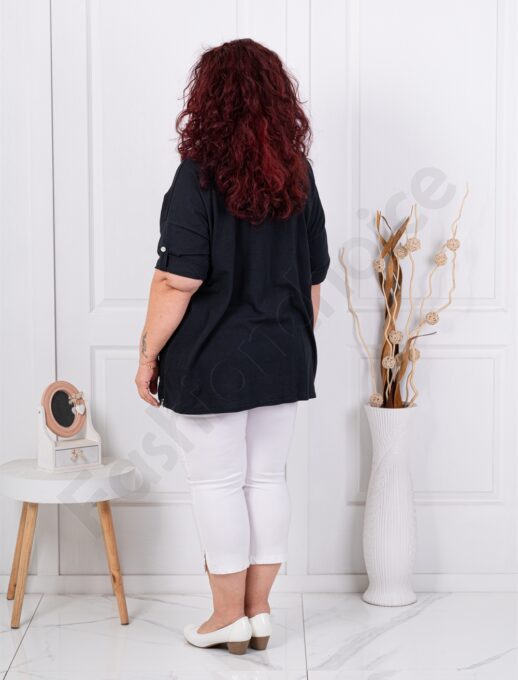 Plus size μπλούζα με απλικέ-μαύρο-κωδ 3995