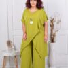 Plus size σετ παντελόνι με τουνίκ-πράσινο-κωδ 10030-18