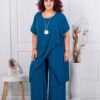 Plus size σετ παντελόνι με τουνίκ-πετρόλ-κωδ 10030-16