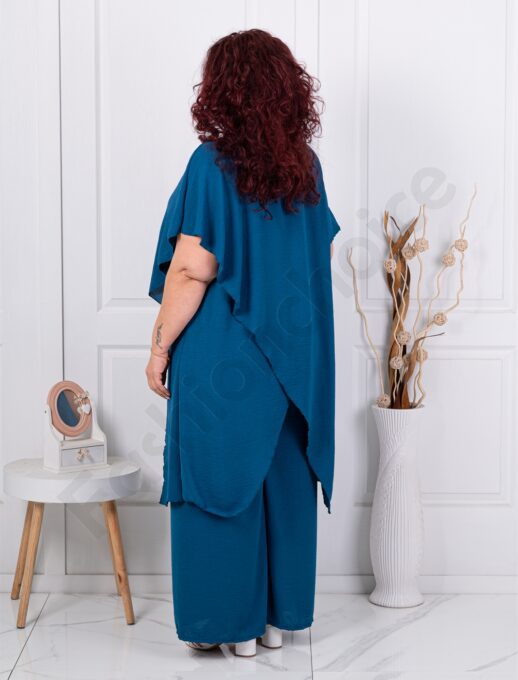 Plus size σετ παντελόνι με τουνίκ-πετρόλ-κωδ 10030-16