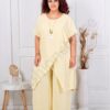 Plus size σετ παντελόνι με τουνίκ-κίτρινο-κωδ 10030-20