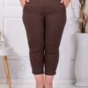 Plus size παντελόνι κάπρι-καφέ-κωδ 24238-20