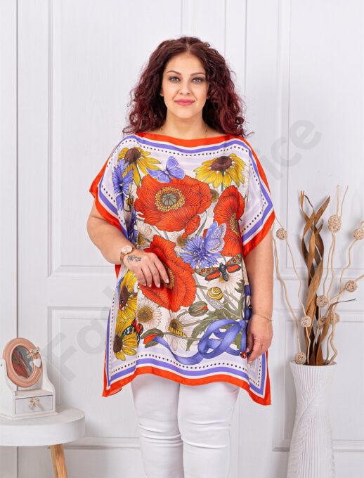 Plus size μπλούζα με παπαρούνες-κωδ 5218-1