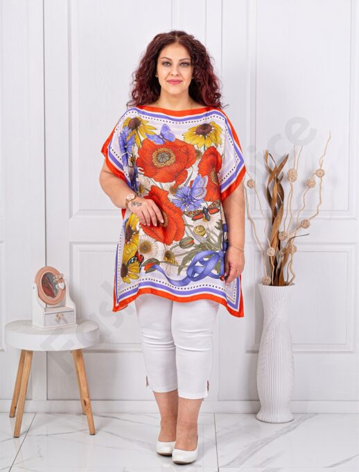 Plus size μπλούζα με παπαρούνες-κωδ 5218-1