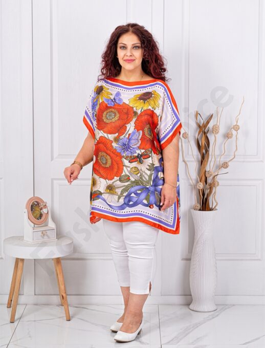 Plus size μπλούζα με παπαρούνες-κωδ 5218-1