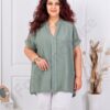 Plus size τουνίκ με δαντέλα στους ώμους-χακί-κωδ 24379-4