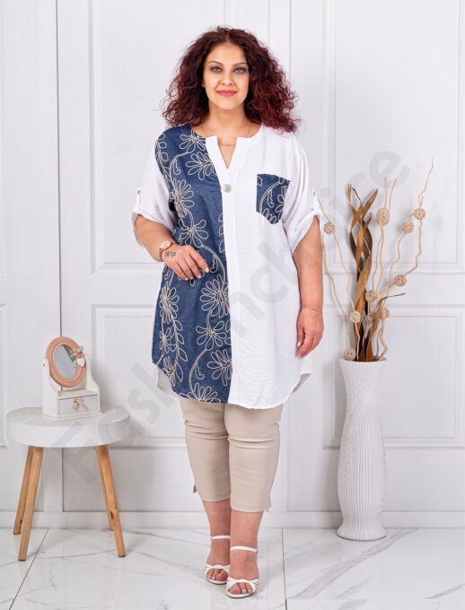 Plus size τουνίκ με φλοράλ πλέξη αζούρ-κωδ 261373-2