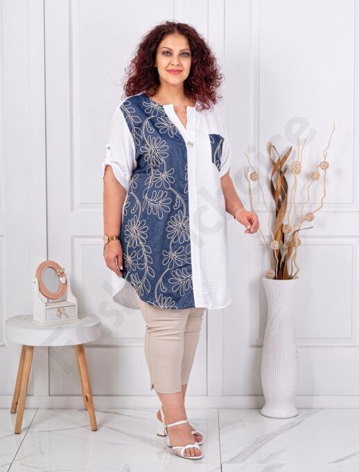 Plus size τουνίκ με φλοράλ πλέξη αζούρ-κωδ 261373-2
